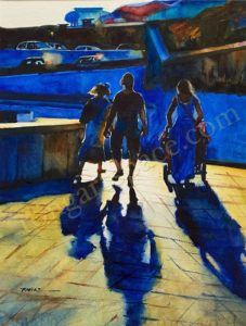 Figures in Sunset (14" X 11")